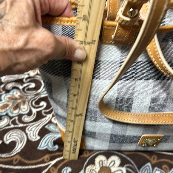 Dooney & Bourke Gray and White Tote Bag with Leather Handles - Picture 9 of 16